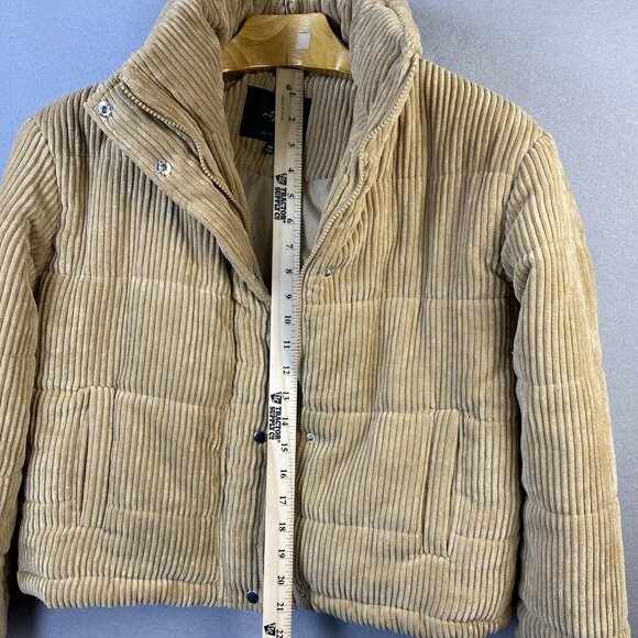 7 For All Mankind Corduroy Jacket Womens Size XS Crop Puffer Beige 81532 Trendy - Picture 3 of 14
